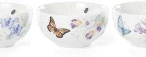 Lenox Butterfly Meadow Mini Bowl Set - 3-Piece, 1.70 LB, Perfect for Entertaining, Elegant Floral Design, Versatile Kitc