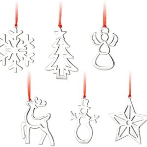 3 Inch Silver Christmas Ornaments - Decorative Snowflake, Snowman, and Reindeer for Xmas Tree - Perfect Holiday Décor (S