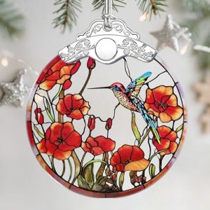 Stained Glass Hummingbird Christmas Ornament – Exquisite Holiday Decor for Home & Tree – Perfect Gift for Xmas Celebrati